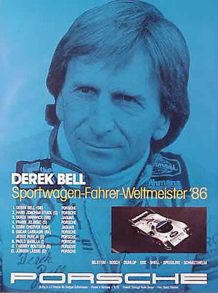 Sportswagen Fahrer-Weltmeister (1986) Derek Bell Poster     